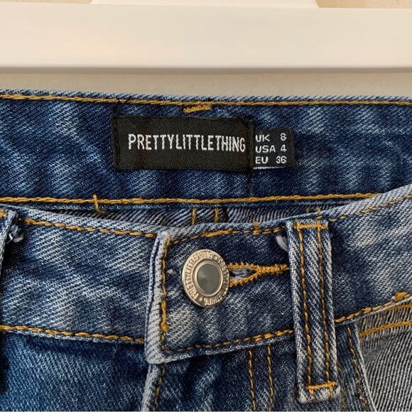 Pretty Little Thing High Rise Jeans Sexy No Pockets Open Side - Picture 3 of 5